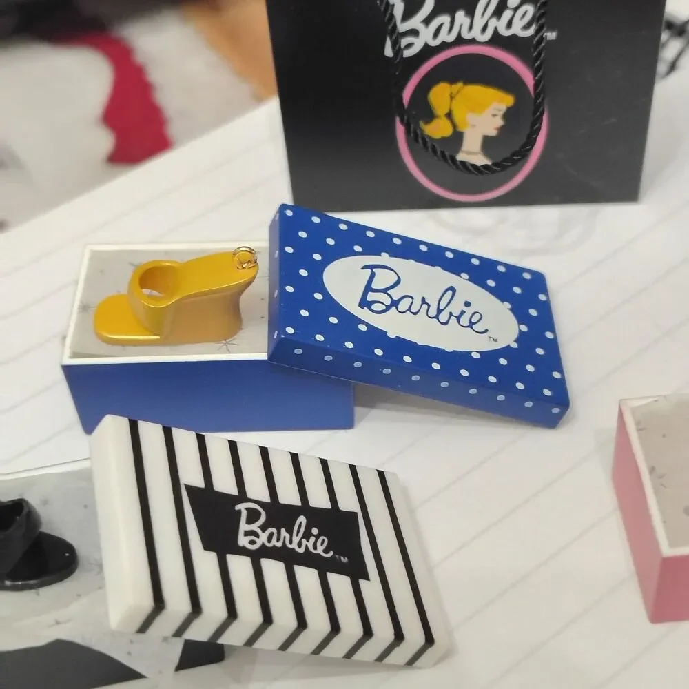 VTG Hallmark 1999 Barbie Doll Case & 2003 Barbie Shopping For Shoes Miniature...